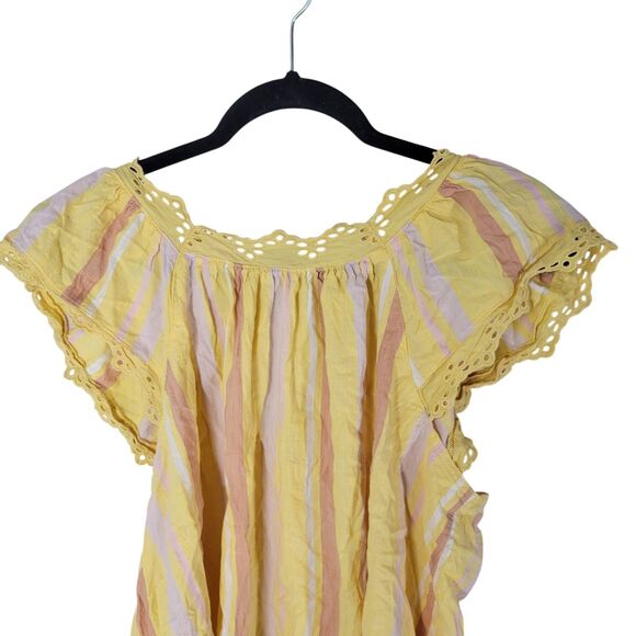 A New Approach Womens Sz XL Yellow Striped Sleeveless Blouse - Picture 4 of 11